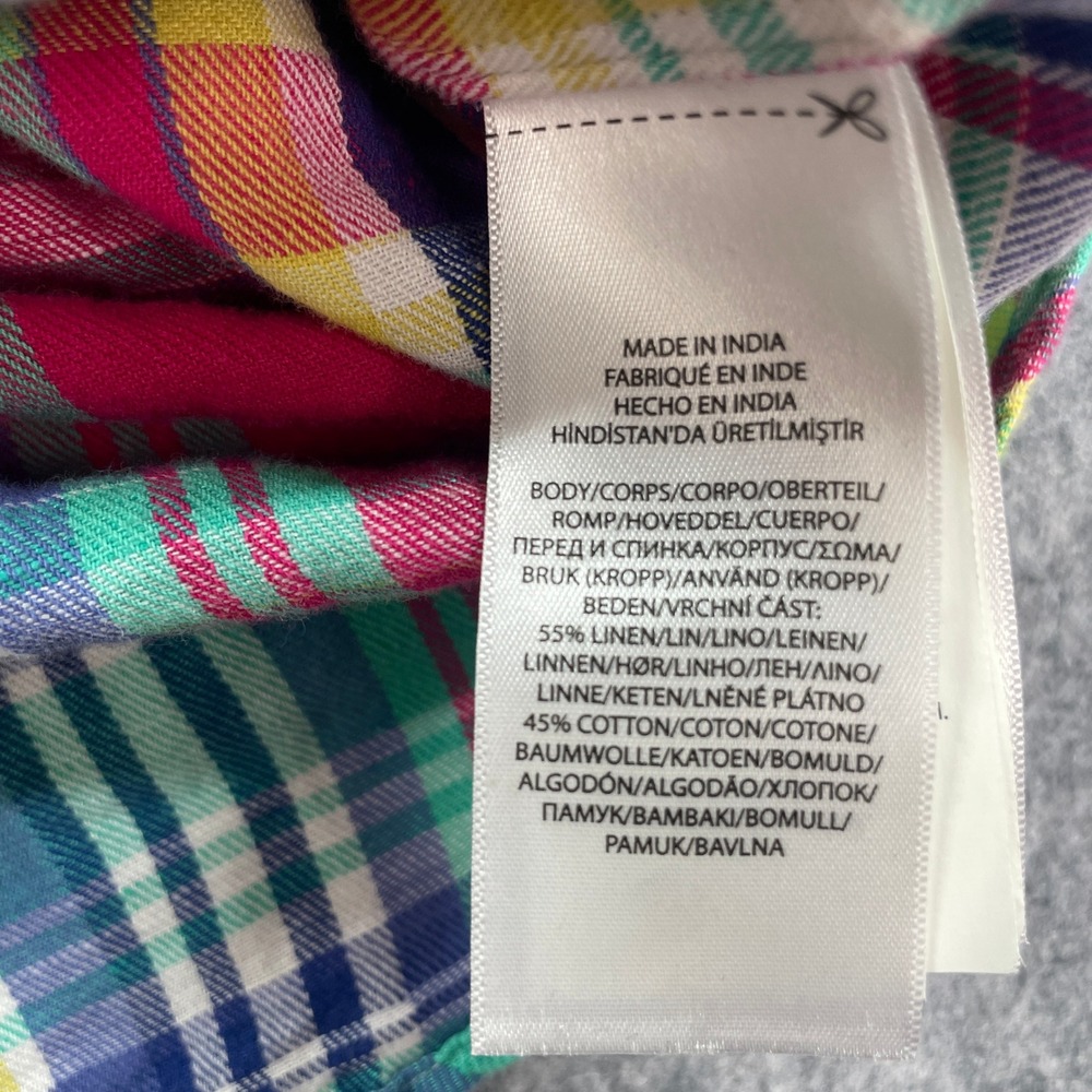 Polo Ralph Lauren Mens Shirt M Multi-Color Plaid Linen Blend Long Sleeve Classic - Picture 7 of 12